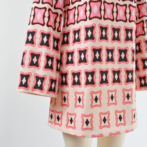 Zara Retro Mod Geometric Printed Mini Dress Long Sleeve Small - Picture 4 of 7